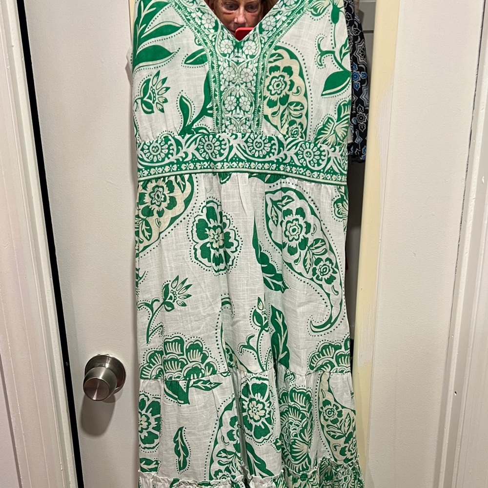 Green Floral Sleeveless Dress